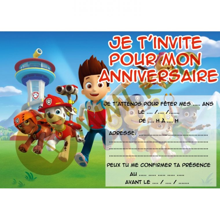 Lot De 6 Cartes Invitations Anniversaire Enfant Paw avec Invitation Anniversaire Garçon À Imprimer