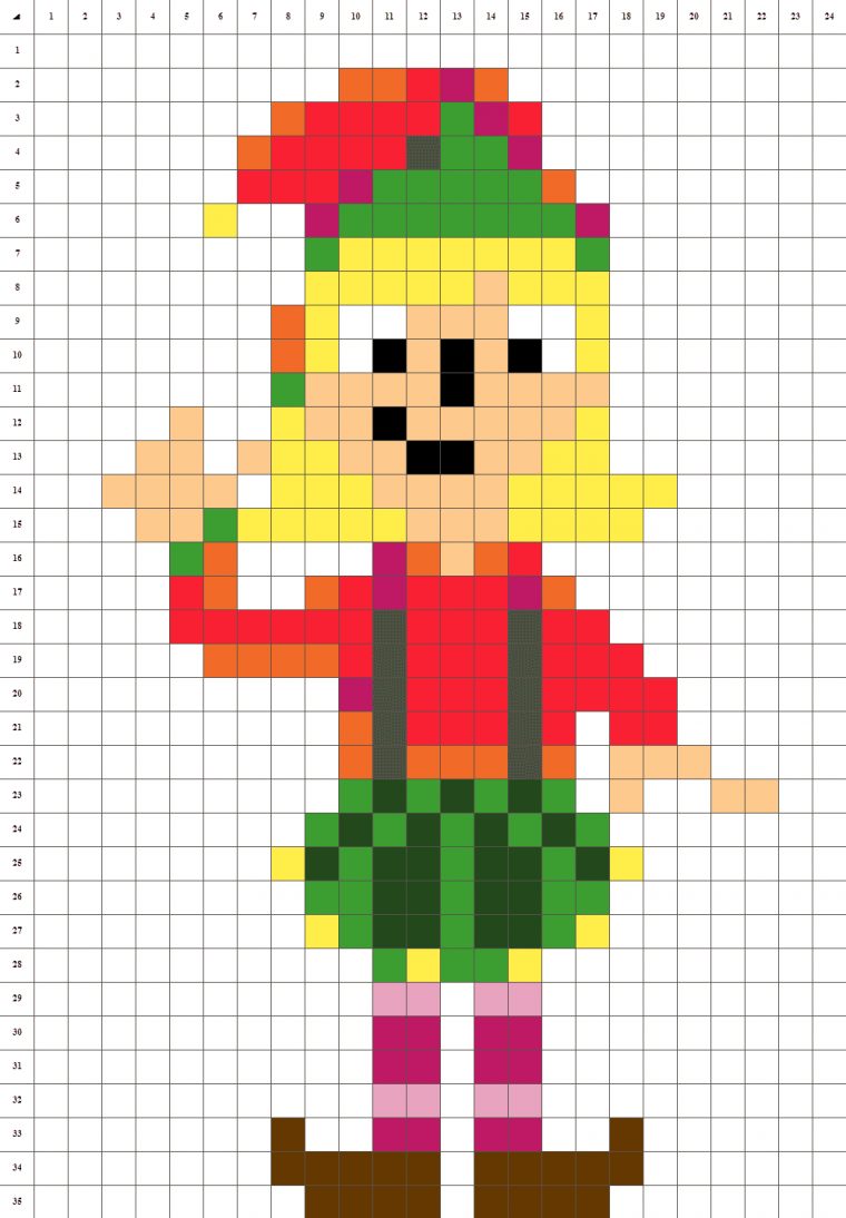 Lutine • Atelier Du Père Noël • Pixel Art encequiconcerne Pixel Art Facile Noel