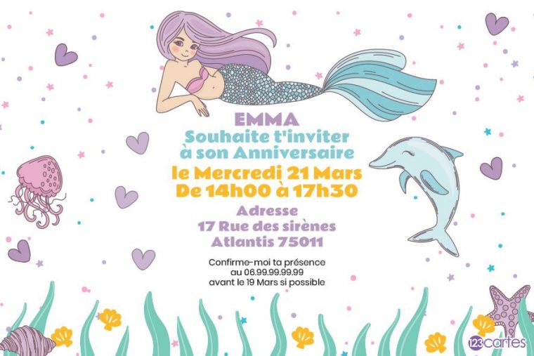 Ma Copine La Sirène – Invitation Anniversaire Filles à Invitation Anniversaire Fille Gratuite À Imprimer