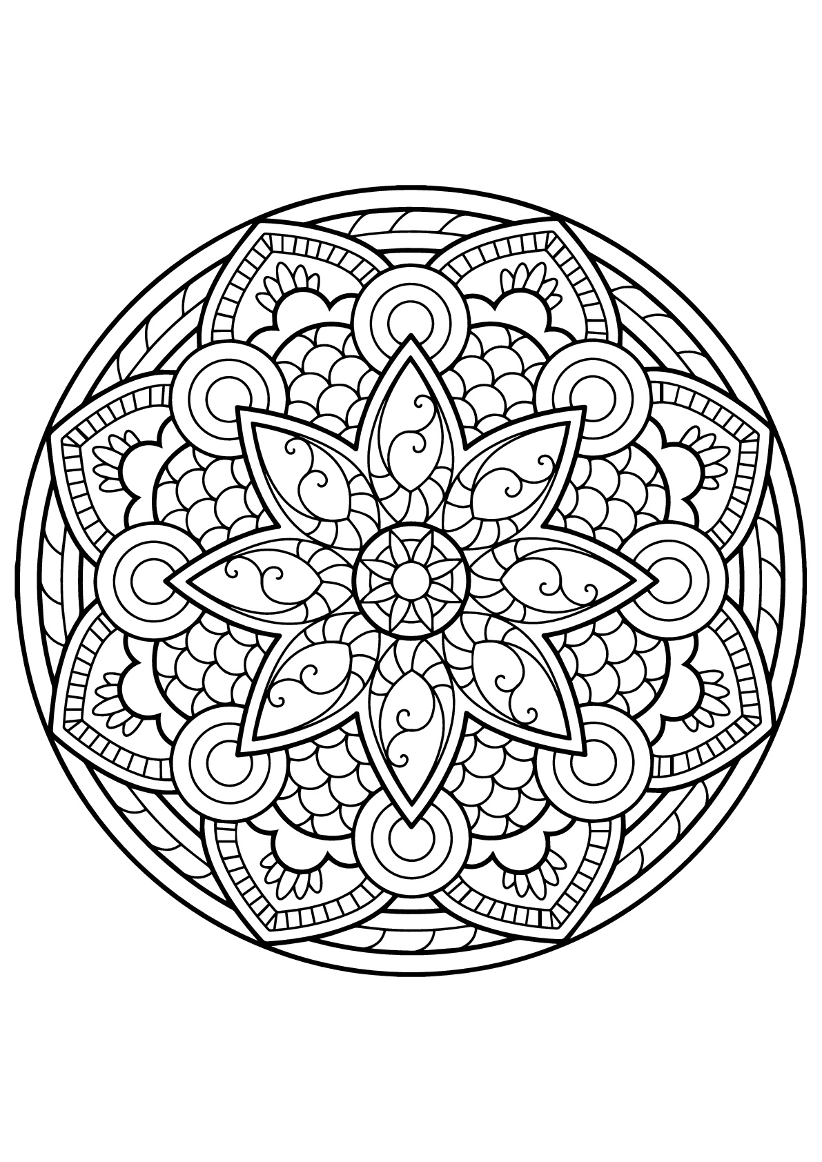 Mandala Complexe Livre Gratuit 4 - Coloriage Mandalas concernant Mandala Cm2 À Imprimer