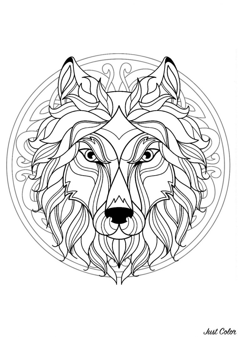 Mandala Tete Loup 4 – Mandalas – Coloriages Difficiles encequiconcerne Coloriage Tête De Loup