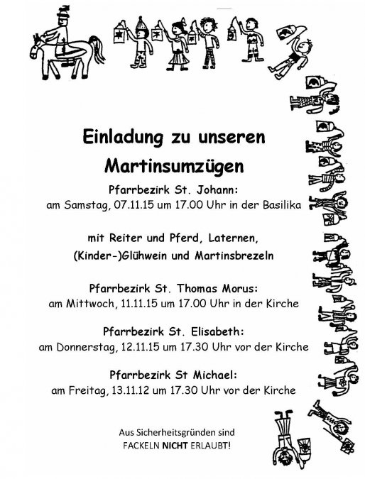 Martinsumzüge 2015 In Unserer Pfarrei - Pfarrei St. Johann pour St Martin Einladung