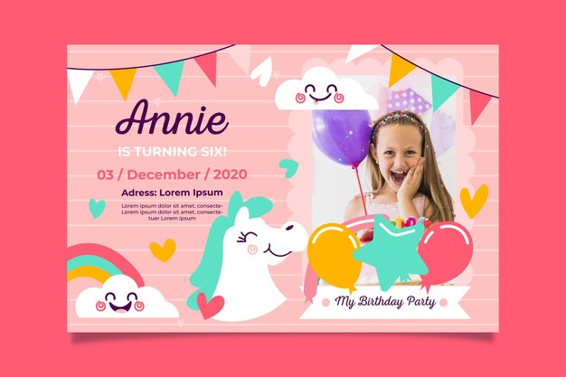 Modèle D'Invitation D'Anniversaire De Fille Avec Photo pour Invitation Anniversaire Fille Gratuit