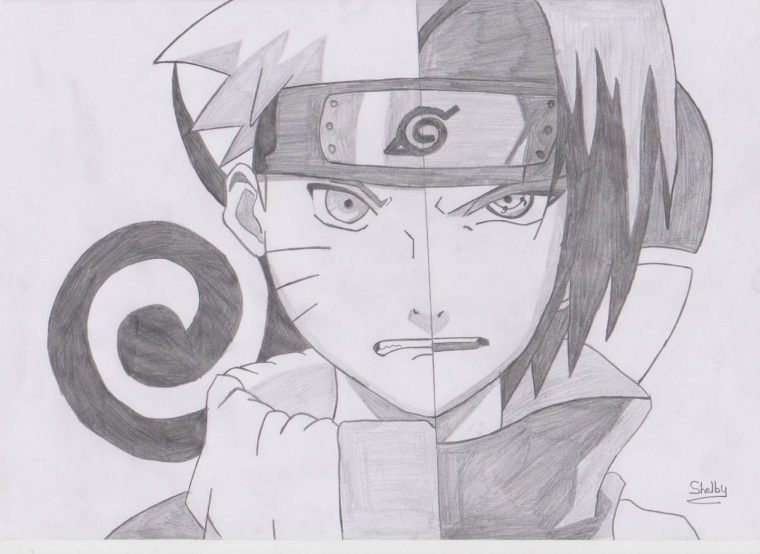 Naruto – The Way Of Naruto – Half Face Naruto-Sasuke De avec Dessin Naruto Difficile