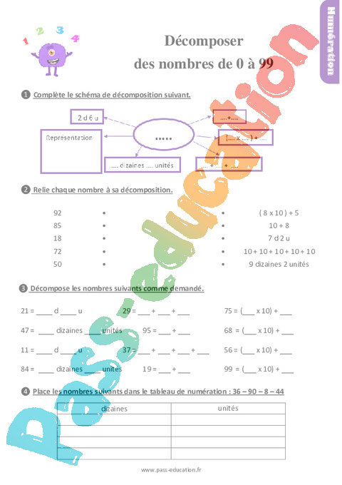 Nombres Jusqu'À 99 : Ce1 – Cycle 2 – Exercice Évaluation pour Nombre Pair Et Impair Ce1