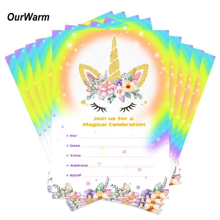 Ourwarm 10 Pcs Licorne Partie Licorne D'Anniversaire destiné Invitation Anniversaire Fille Gratuit