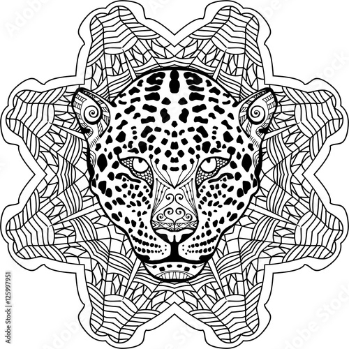 "Painted The Leopard On The Background Tribal Mandala concernant Mandala Panthere