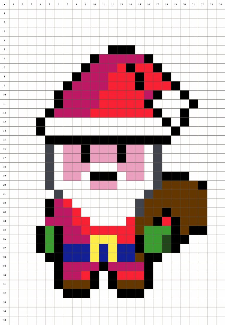 Papa Noël – Pixel Art serapportantà Pere Noel Pixel Art