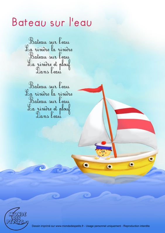 Paroles_Bateau Sur L'Eau | Comptines, Comptine Bateau concernant Comptines Enfantines