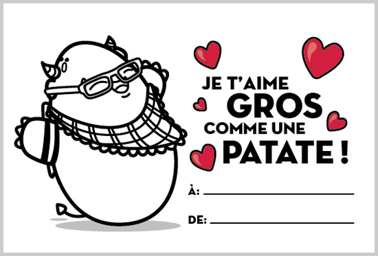 Patate Adorée | Les Dragouilles avec Carte De St Valentin A Imprimer Et Colorier