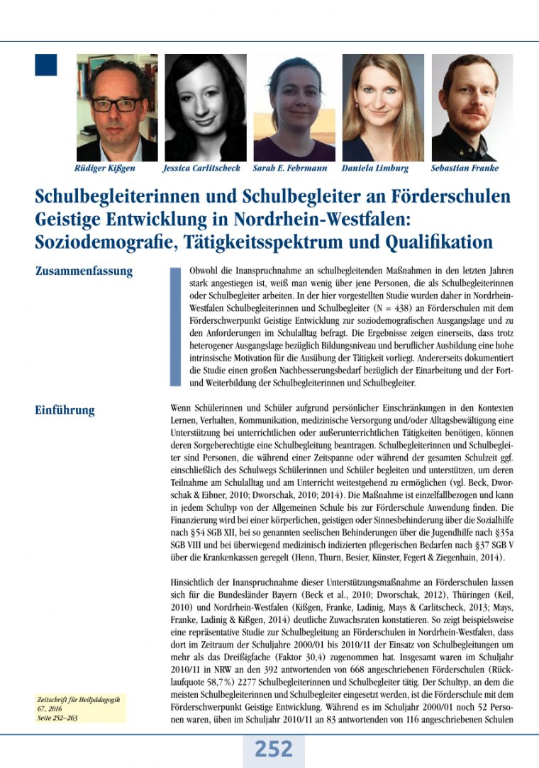 (Pdf) Schulbegleiterinnen Und Schulbegleiter An destiné Heilpädagogik Ausbildung Nrw