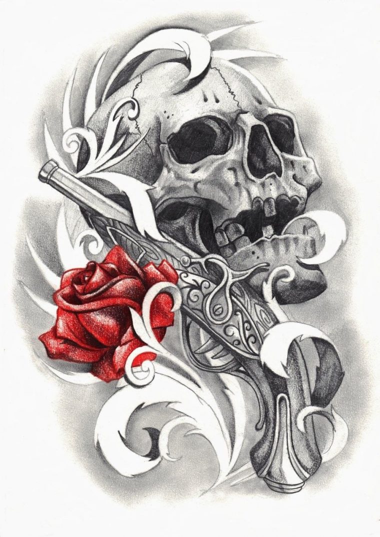 Pin On Dessins Tattoo destiné Tête De Mort Dessin