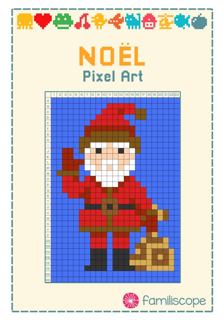 Pixel Art Noël : Père Noël destiné Pere Noel Pixel Art