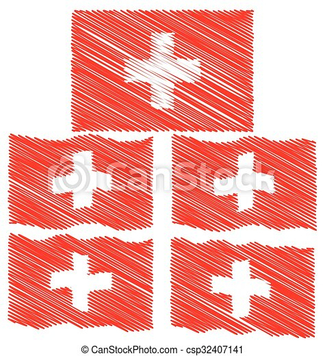 Plat, Dessiner, Croquis, Main, Drapeau Ondulant, Suisse encequiconcerne Drapeau Suisse Dessin