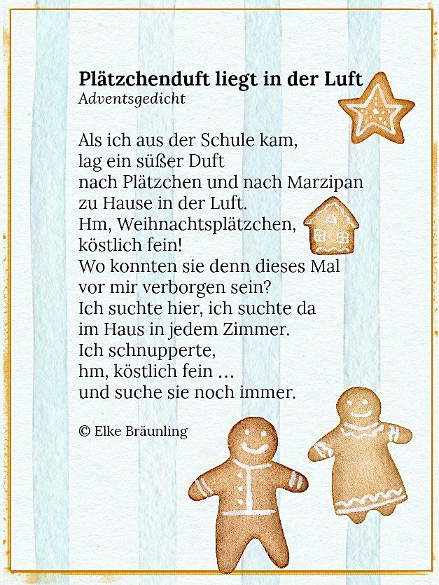 Plätzchenduft Liegt In Der Luft * Elkes Kindergeschichten à Weihnachtsgedichte Kinder