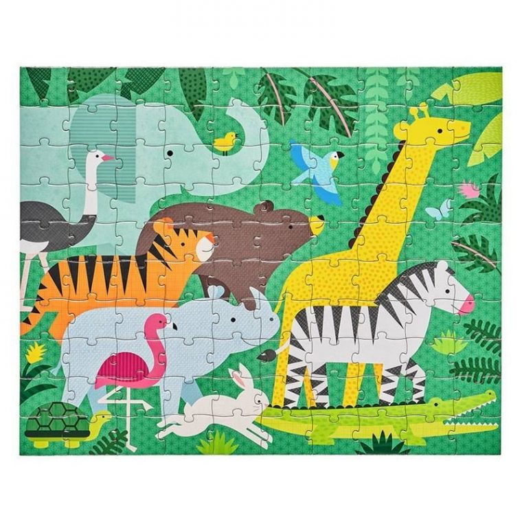 Puzzle 2 En 1 + Pochette : Les Animaux De La Jungle – Jeux pour Les Jeux De La Jungle