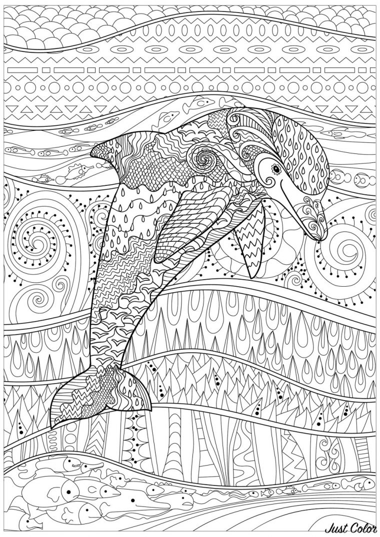 Rayonnant Dauphin – Dauphins – Coloriages Difficiles Pour concernant Coloriage Animaux Pdf