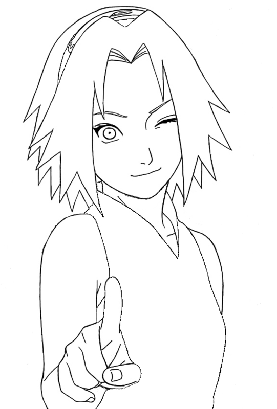 Sakura Wink One Eye Coloring Pages For Kids #G6P encequiconcerne Coloriage Sakura Haruno