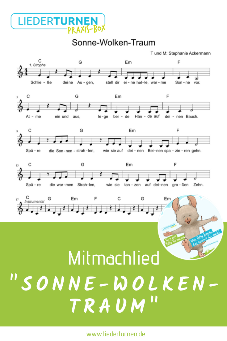 "Sonne-Wolken-Traum" Mitmachlied Noten | Kinder Lied serapportantà Kinderlieder Im Kindergarten