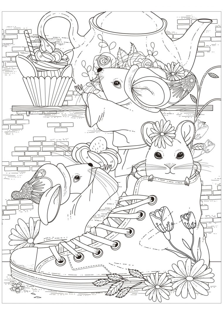 Souris Dans Chaussure – Coloriage De Souris – Coloriages intérieur Dessin De Coloriage