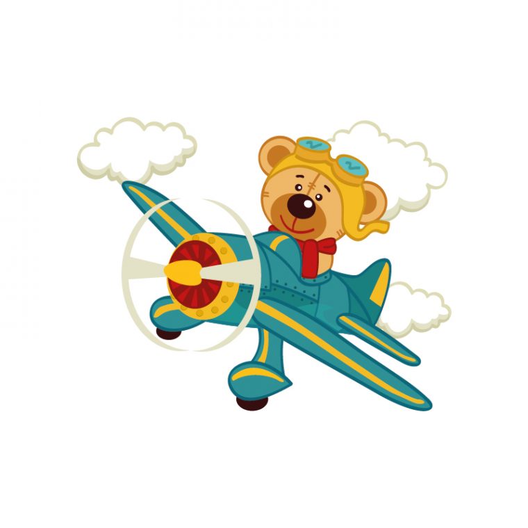 Sticker Avion Bleu Ourson Aviateur – Color-Stickers pour Dessin Avion Kawaii