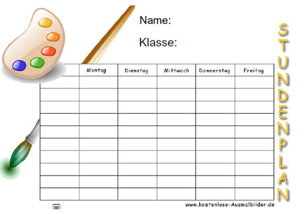 Stundenplan Vorlage – Stundenplan Malen à Stundenplan Online Gestalten