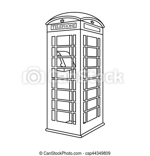 Style, Cabine, Angleterre, Illustration., Icône, Téléphone encequiconcerne Cabine Téléphonique Anglaise Dessin