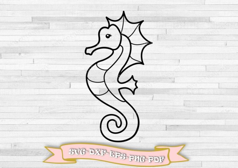 Svg Hippocampe Contour Hippocampe Danimaux De Mer Svg | Etsy serapportantà Hippocampe Stylisé