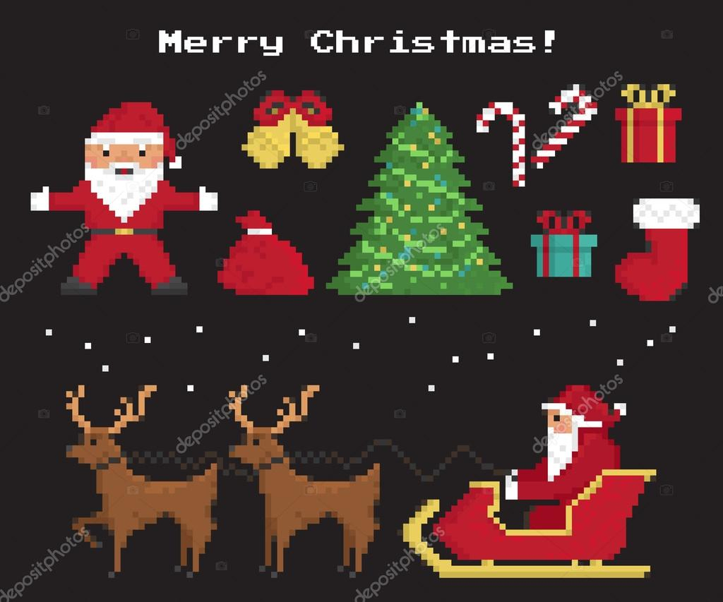 Symboles De Pixel Noël Ensemble — Image Vectorielle Julia serapportantà Pixel Art Sapin De Noël