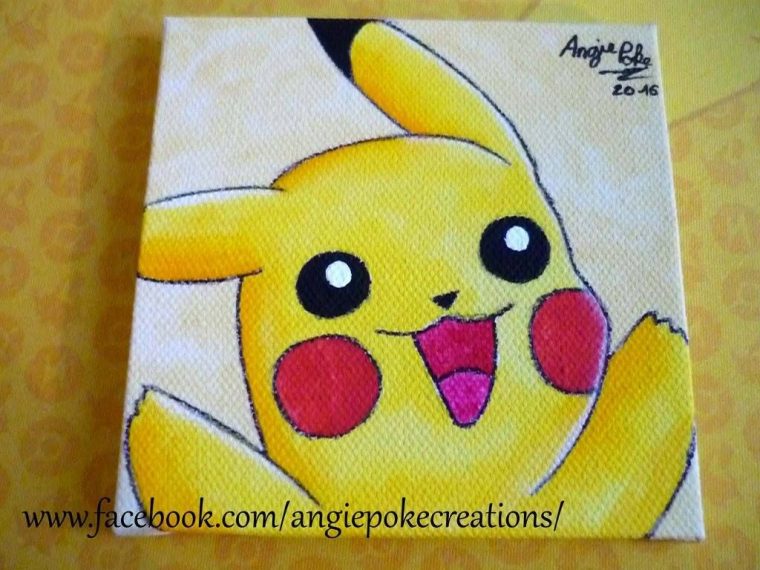 Tableau Dessin Sur Toile Pokemon Aquarelle Pikachu avec Dessin Pokemon En Couleur Pikachu