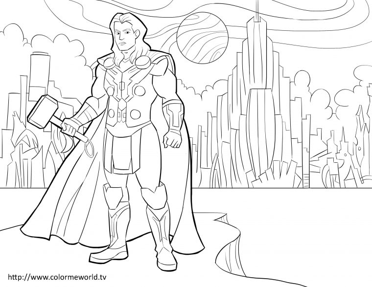 Thor Pdf Printable Coloring Page – | Avengers Coloring intérieur Coloriage Avengers Thor