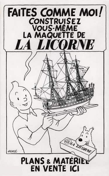 Tintin -1942 : La Premiere Maquette Du Navire La Licorne destiné Coloriage Tintin Et Le Secret De La Licorne À Imprimer