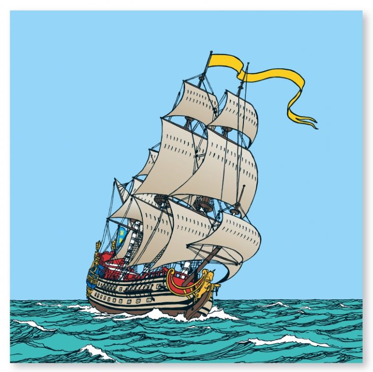 Tintin – "La Licorne" – Toile Sur Cadre Bois 77 X 77 Cm pour Coloriage Tintin Et Le Secret De La Licorne À Imprimer