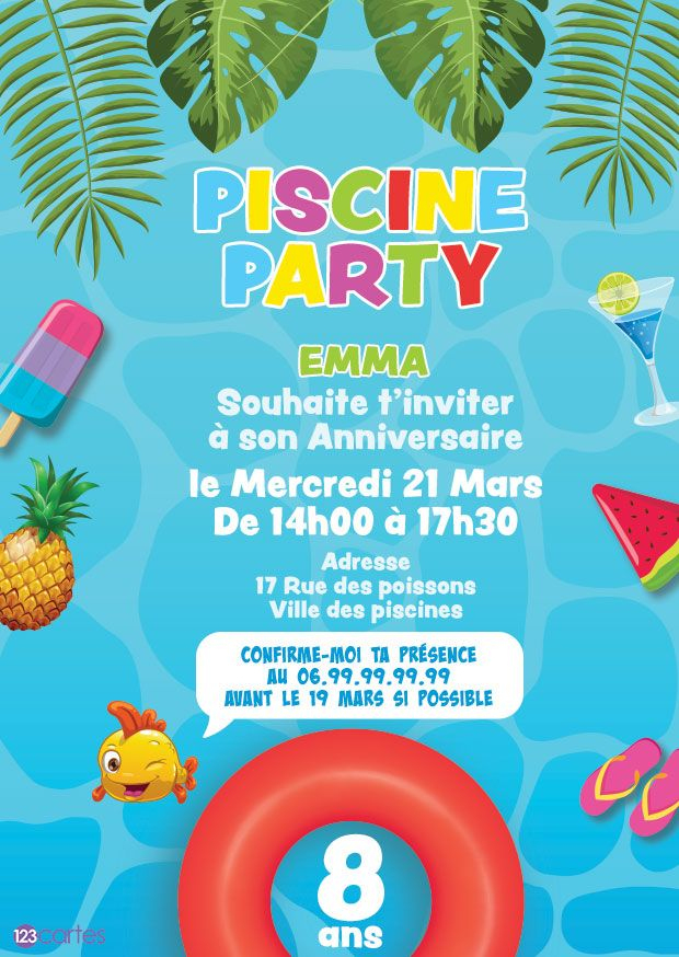 Tous En Maillot De Bain, Invitation Gratuite À Imprimer à Invitations Anniversaire À Imprimer