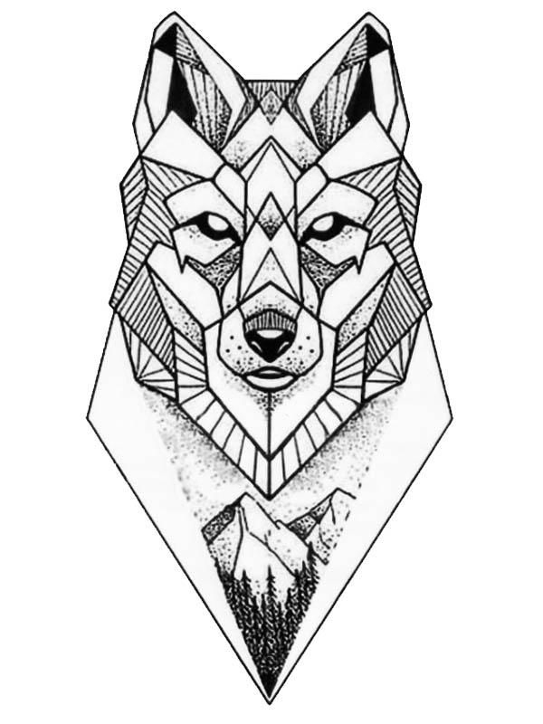 Uage Loup, Loup Géométrique, Coloriage Mandala Animaux dedans Coloriage Tête De Loup