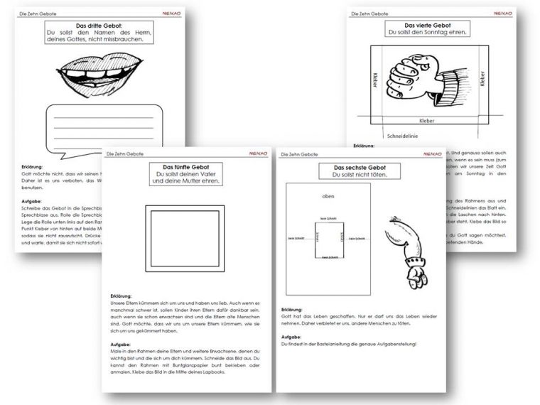 Unterrichtsmaterial, Übungsblätter Für Die Grundschule pour Die 10 Gebote Für Kinder