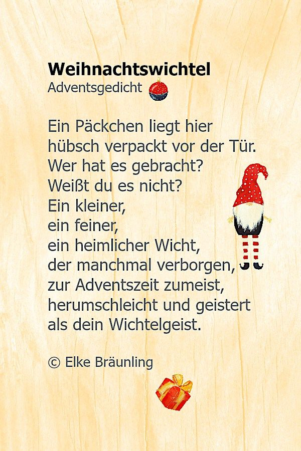 Weihnachtswichtel * Elkes Kindergeschichten | Gedichte Zum dedans Weihnachtsgedicht Kindergarten