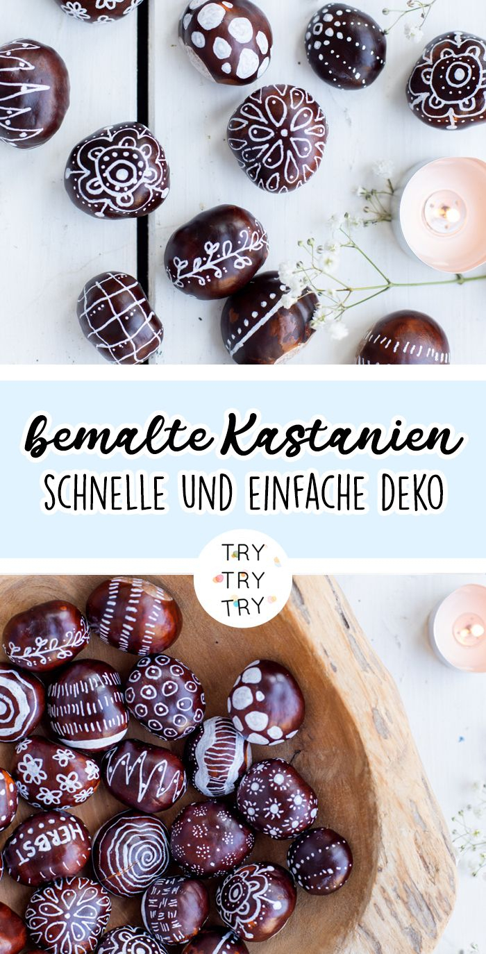 Bemalte Kastanien Als Einfache Und Schnelle Herbstdeko avec Herbstdeko Basteln Mit Kastanien