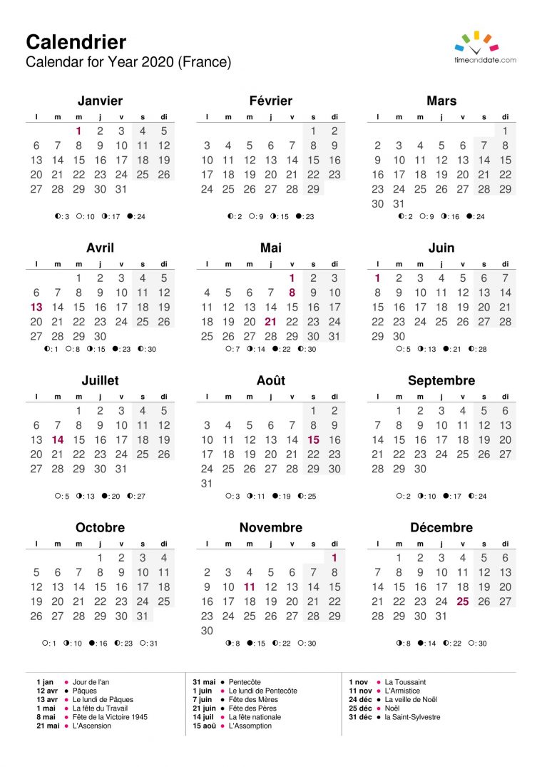 Calendrier 2020 À Imprimer (Gratuit) : Au Format Pdf avec Calendrier À Imprimer