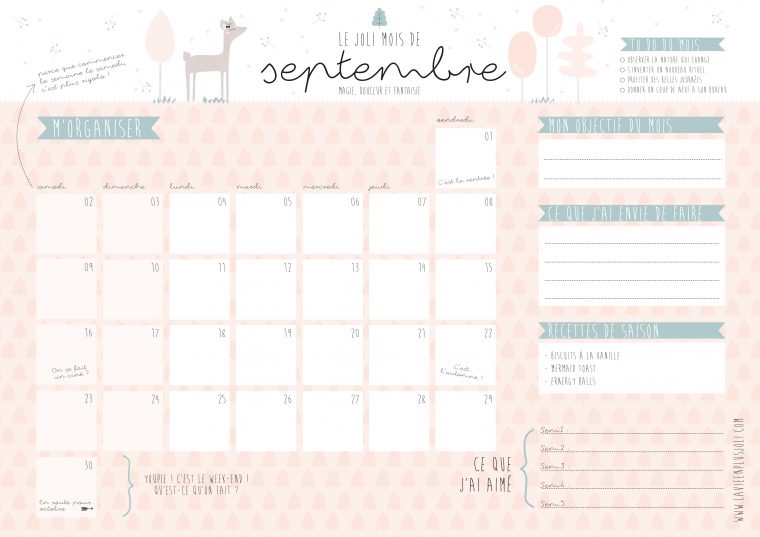 Calendrier Du Mois De Septembre À Imprimer – La Vie En tout Calendrier À Imprimer