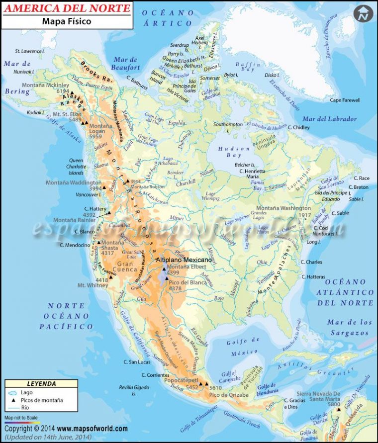 Carte De L'Amérique Du Nord Et Centrale – Pays, Relief dedans Carte Amerique Du Nord