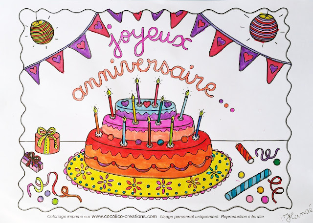 Cocolico-Creations: Coloriage "Gateau D'Anniversaire" Par avec Gateau Anniversaire Dessin