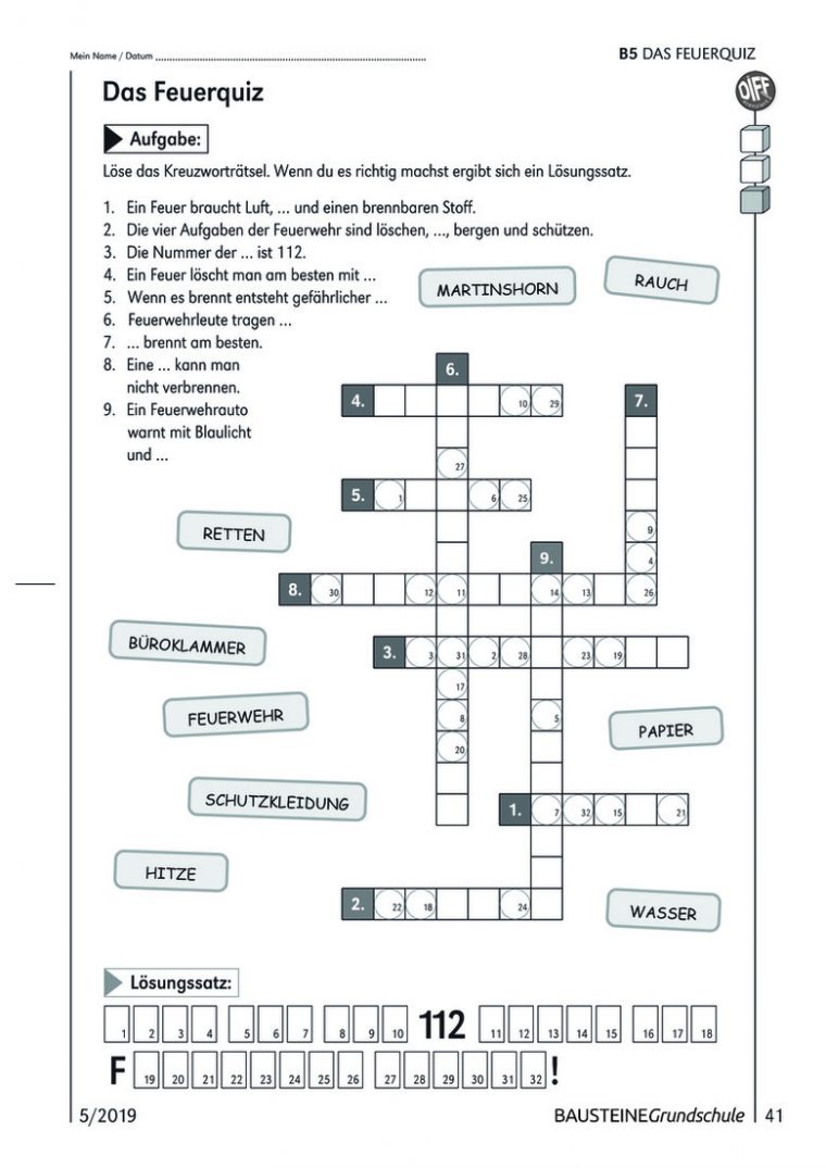 Das Feuerquiz | Bausteine Grundschule | Sachunterricht dedans Feuer Versuche Grundschule