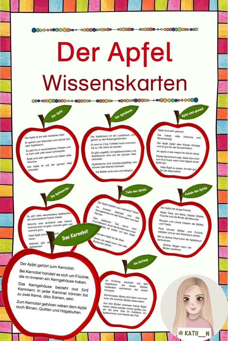 Der Apfel – Wissenskarten – Unterrichtsmaterial Im Fach intérieur Arbeitsblätter Apfel Grundschule