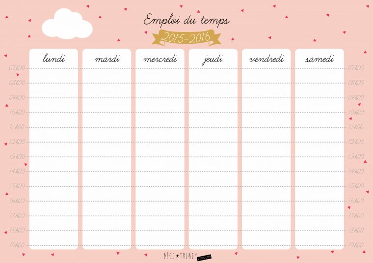 Diy: Joli Planning Pour Jolie Rentrée • – Deco Trendy • A tout Emploi Du Temps Scolaire