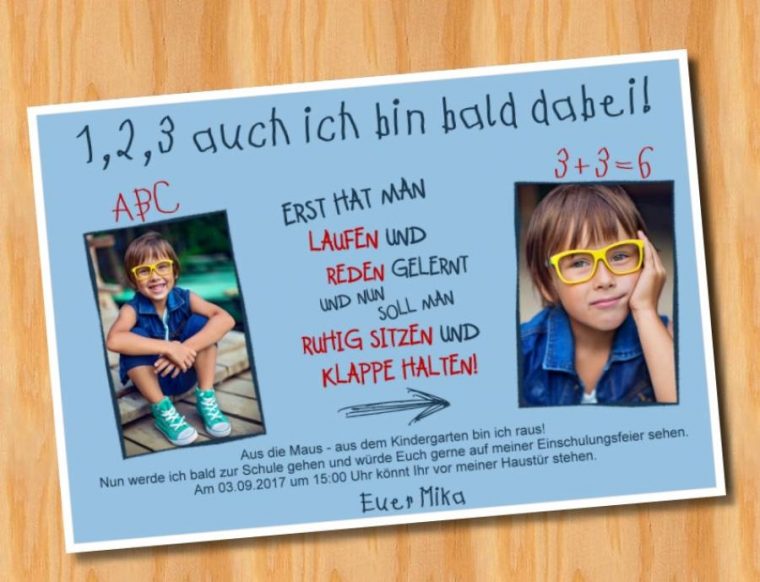 Einladungskarten Einschulung intérieur Einladungstext Einschulung Vorlagen