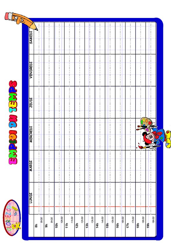 Emploi De Temps Scolaire À Imprimer concernant Emploi Du Temps Scolaire