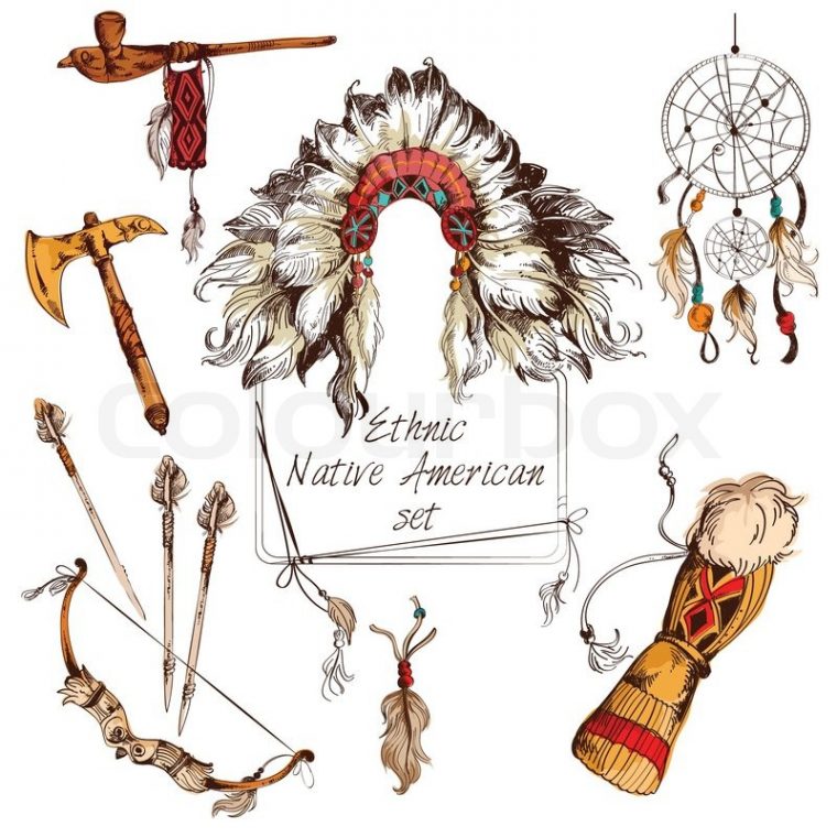 Ethnische Indianer Set Farbig | Stock-Vektor | Colourbox tout Indianische Religion