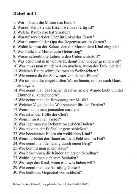 Fragen Mit Antworten Auf T | Sprache, Beschäftigung Für destiné Senioren Quizfragen