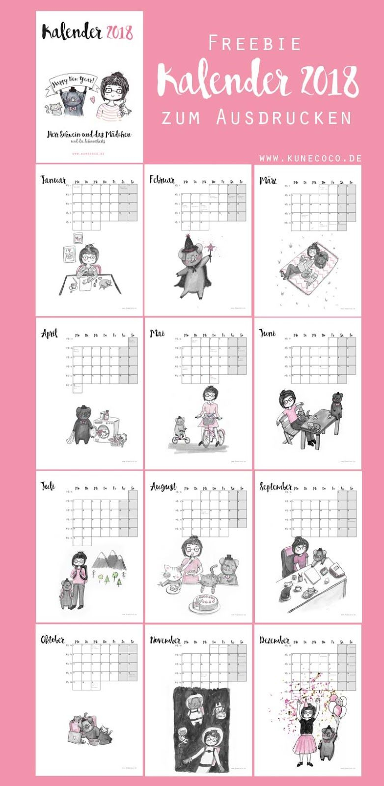 Kalender 2018 Zum Selbst Ausdrucken (Freebie) | Kalender tout Kalender